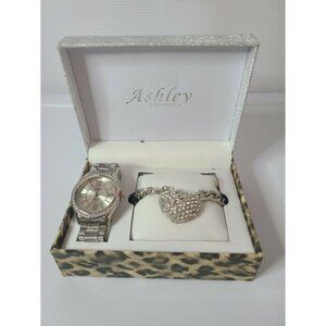Ashley Princess Set Silver‎ Round Watch & Bracelet